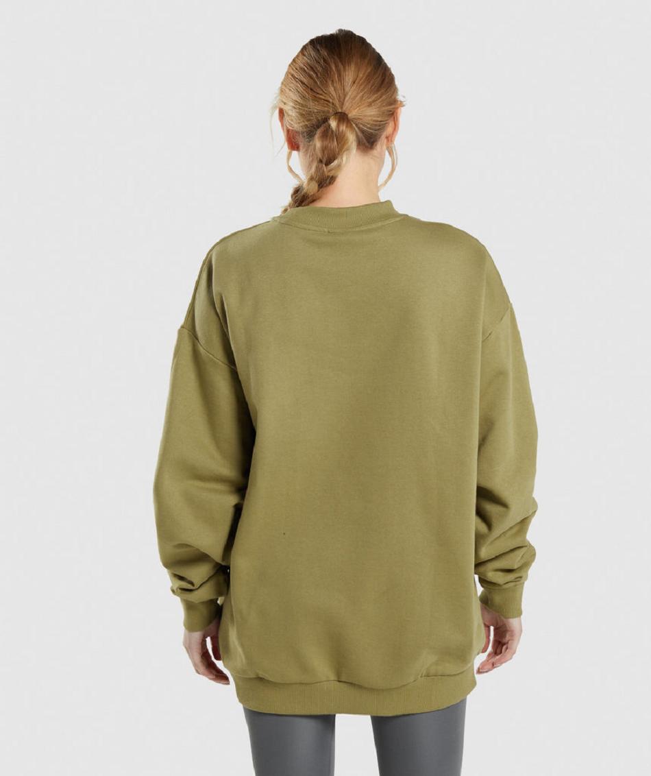 Correr Con Capucha Gymshark Entrenamiento Oversized Sweatshirt Mujer Verde | CO 2613WNB